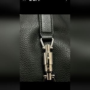 Gucci Black Leather Duffel Bag with Silver Accents